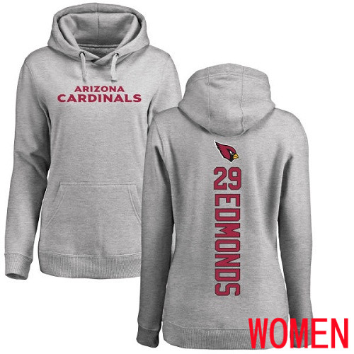 Arizona Cardinals Ash Women Chase Edmonds Backer NFL Football 29 Pullover Hoodie Sweatshirts